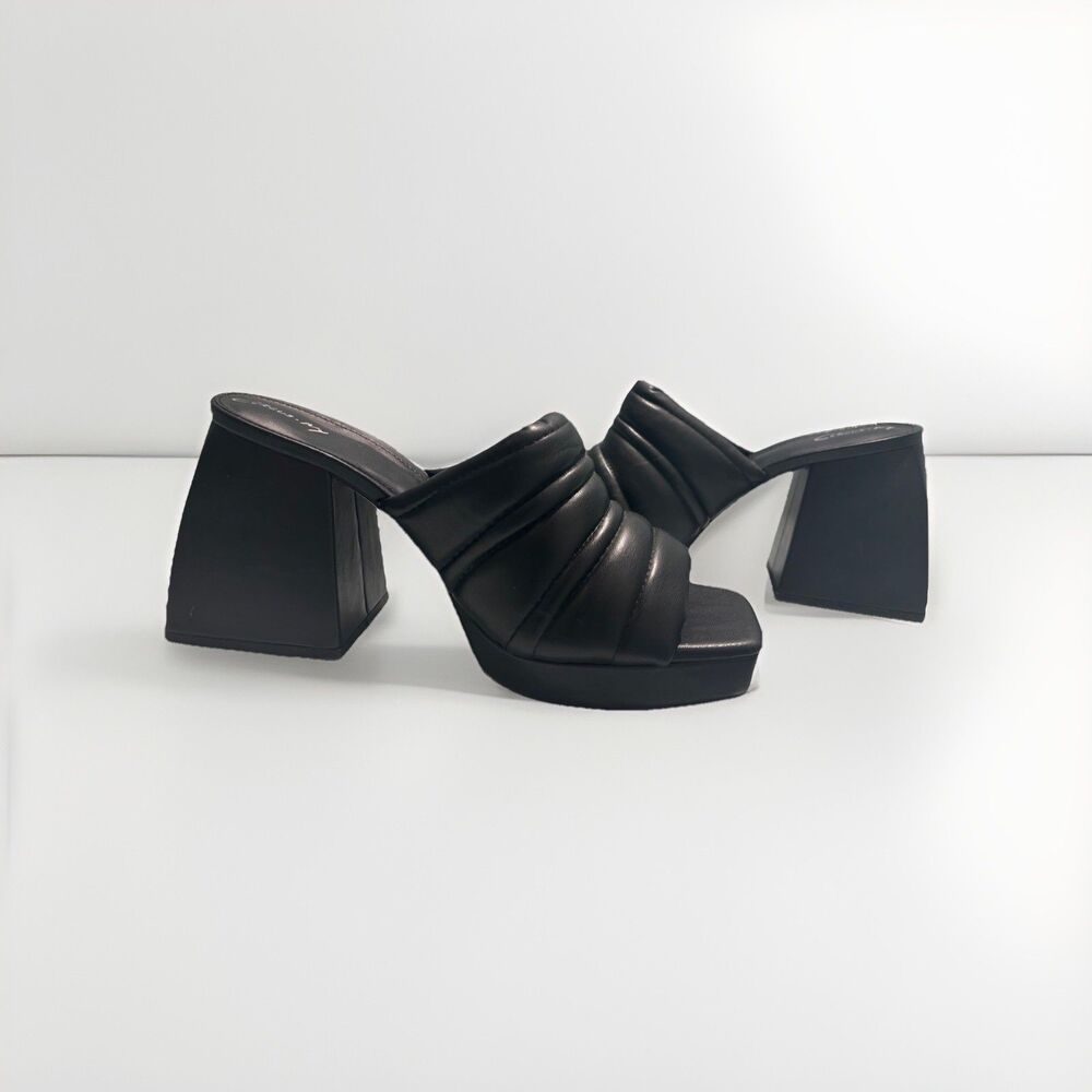 Circus by Sam Edelman Black Marlie Platform Chunky Heels Sandals Sz 9.5 Retro - Picture 8 of 12
